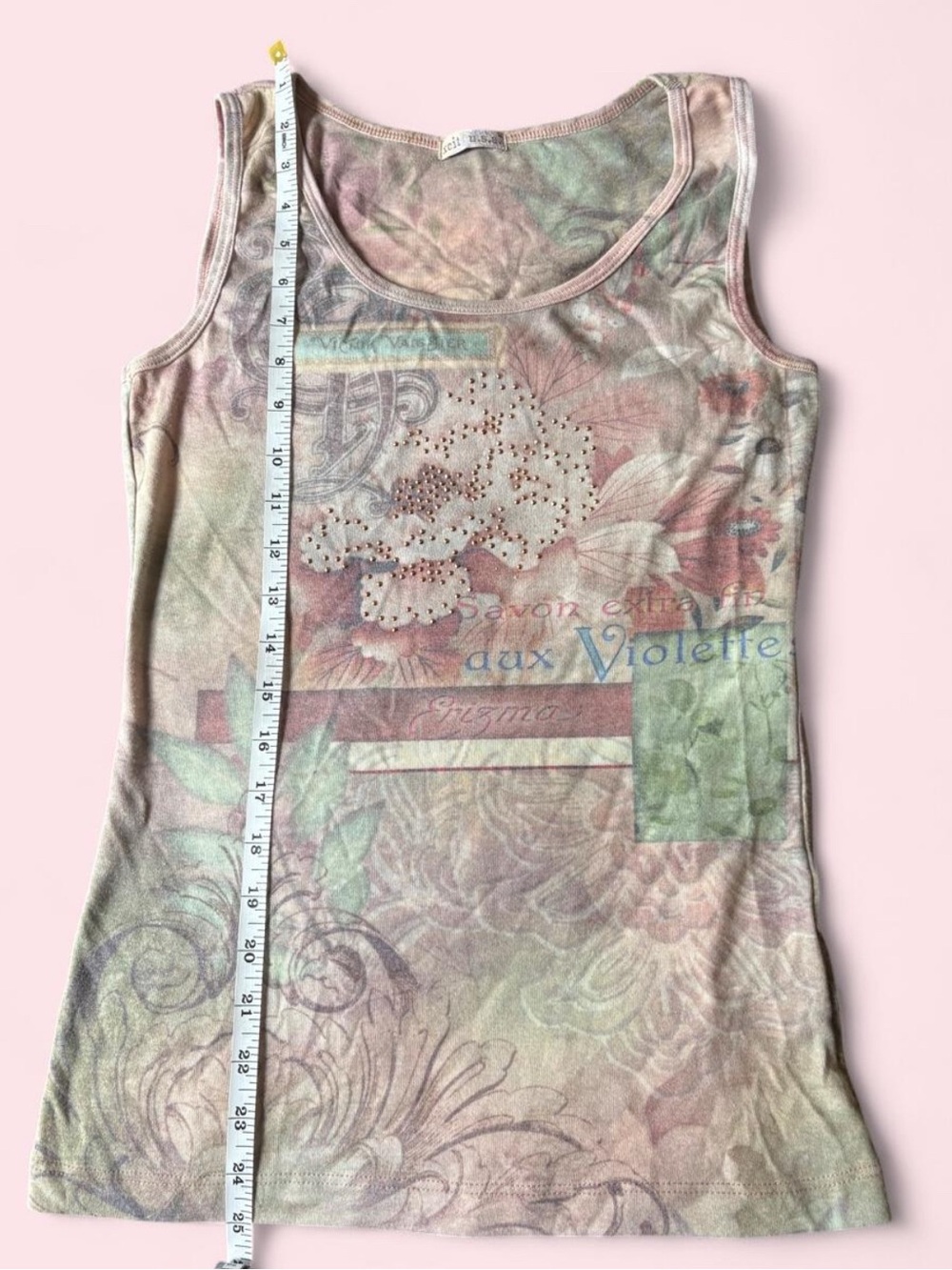 Vintage y2k Rhinestone Xcit USA Graphic Tank Top ⚜️🌸 - Picture 6 of 8